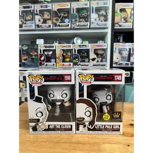 2 Terrifier Funko Pops GLOW Little Pale Girl Art Clown #1749 #1590 Horror Movies